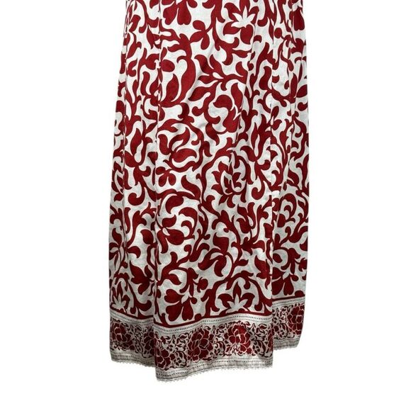 Hart of Dixie Style Red‎ White Print Sundress Women's 12 Cotton Midi Cottagecore - Picture 5 of 16